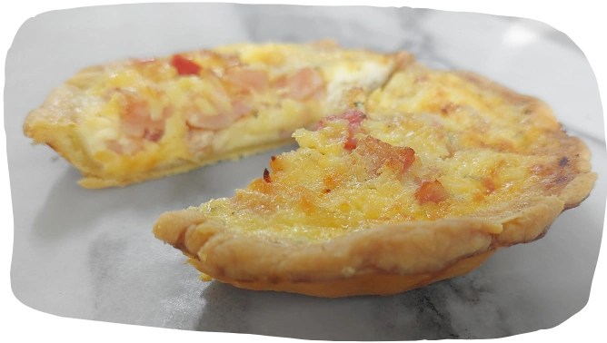 Freshly based quiche sliced